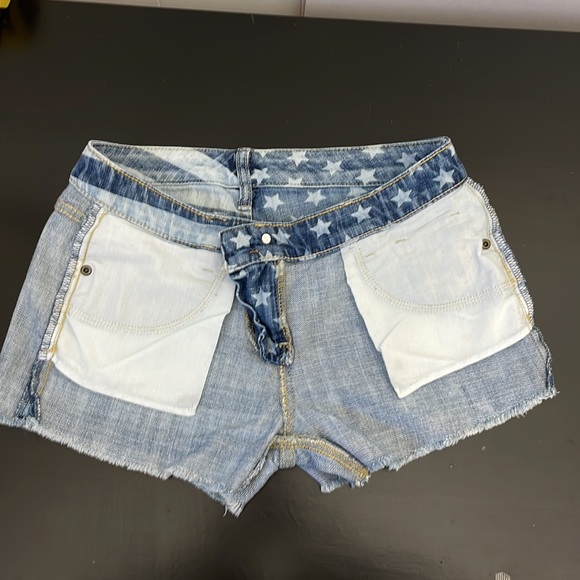 ARIZONA JEAN CO. Stars & Stripes Daisy Dukes Short shorts Distressed - Picture 12 of 12